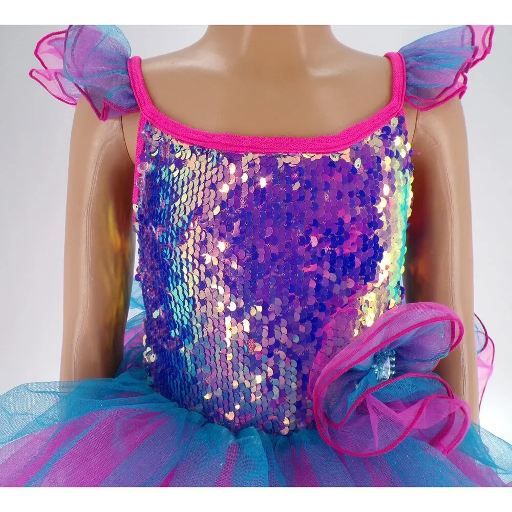 Pre-Owned Dance Costume Curtain Call E2320 XS Child Pink Sequin Jazz Sequin